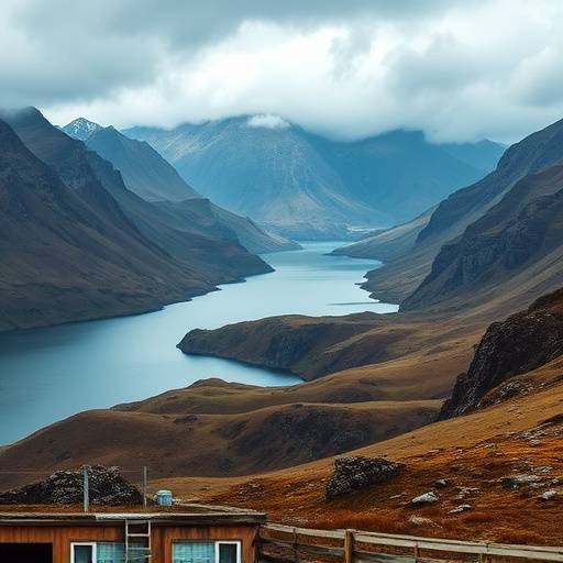 Dramatic view of the Scottish Highlands with rugged mountains and a serene loch in the foreground.